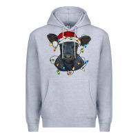 Heather Grey christmas baby black angus calf with lights Premium Hoodie - RanaPortraitStore