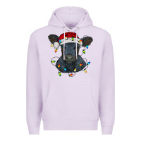 Lilac christmas baby black angus calf with lights Premium Hoodie - RanaPortraitStore
