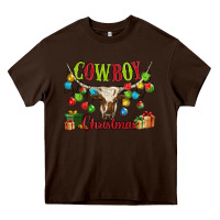 Chocolate Brown cowboy christmas Heavy Core Tee - MaliasSmallBusiness