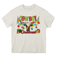 Cream cowboy christmas Heavy Core Tee - MaliasSmallBusiness