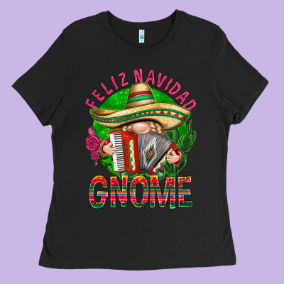 Feliz Navidad Gnome Ladies Tee Designed By Nancycooperartshop
