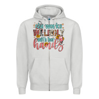 Dove Grey she works willingly with her hands Zipper Hoodie - FaDigitalArtStudio