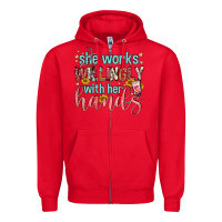 Red she works willingly with her hands Zipper Hoodie - FaDigitalArtStudio