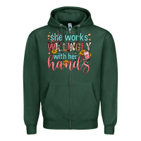 Sports Green she works willingly with her hands Zipper Hoodie - FaDigitalArtStudio