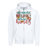 White she works willingly with her hands Zipper Hoodie - FaDigitalArtStudio