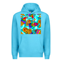Ocean Blue Pride lgbtq ice cream and sunflowers seamless Premium Hoodie - BundleAndBundleShop
