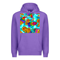 Purple Pride lgbtq ice cream and sunflowers seamless Premium Hoodie - BundleAndBundleShop