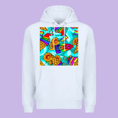 Pride Lgbtq Ice Cream And Sunflowers Seamless Premium Hoodie Designed By Bundleandbundleshop