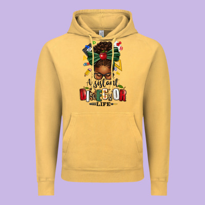 Assistant Director Life Afro Messy Bun Vintage Hoodie Designed By Texasbilliewilder