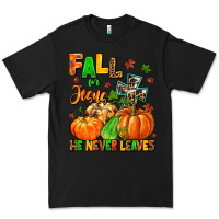 Black fall for jesus he never leaves Premium Tee - MaliasSmallBusiness