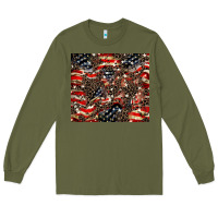 Army Green American flag leopard tumbler Long Sleeve Tee - HowdyJamesFarm