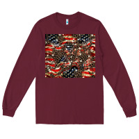 Burgundy American flag leopard tumbler Long Sleeve Tee - HowdyJamesFarm