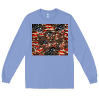 Colony Blue American flag leopard tumbler Long Sleeve Tee - HowdyJamesFarm