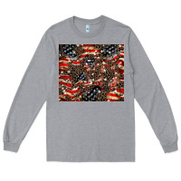 Heather Grey American flag leopard tumbler Long Sleeve Tee - HowdyJamesFarm