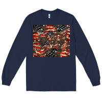 Navy American flag leopard tumbler Long Sleeve Tee - HowdyJamesFarm