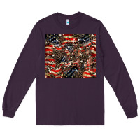 Plum American flag leopard tumbler Long Sleeve Tee - HowdyJamesFarm