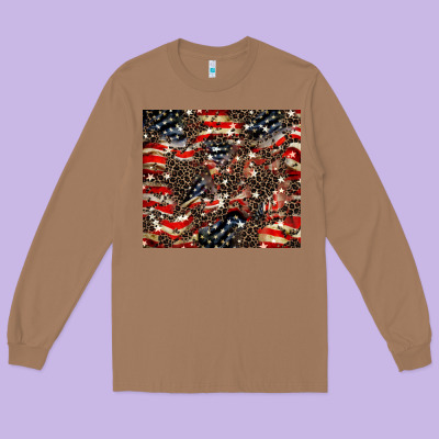 American Flag Leopard Tumbler Long Sleeve Tee Designed By Howdyjamesfarm