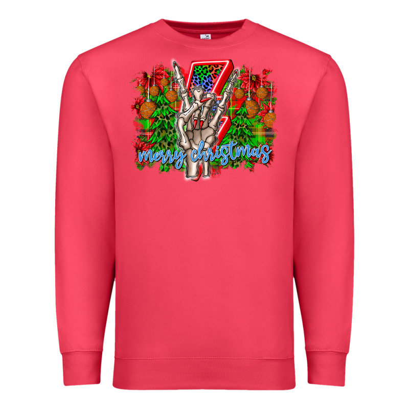 Punk Rock Merry Christmas Premium Sweatshirt by CowhideDigitalArt | Teevron