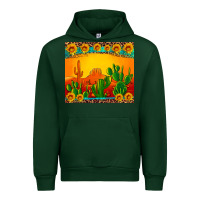 Forest Green desert sunset with cactus sunflowers and leopard Urban Hoodie - Artiststas