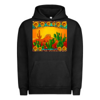 Pigment Black desert sunset with cactus sunflowers and leopard Urban Hoodie - Artiststas