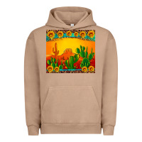 Pigment Burro desert sunset with cactus sunflowers and leopard Urban Hoodie - Artiststas