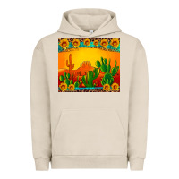 Pigment French Oak desert sunset with cactus sunflowers and leopard Urban Hoodie - Artiststas