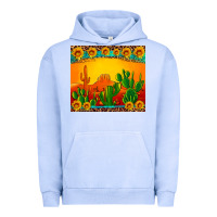 Pigment Grape Ice desert sunset with cactus sunflowers and leopard Urban Hoodie - Artiststas