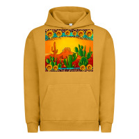 Pigment Peanut Butter desert sunset with cactus sunflowers and leopard Urban Hoodie - Artiststas