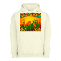 Pigment Pistachio desert sunset with cactus sunflowers and leopard Urban Hoodie - Artiststas