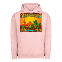 Pigment Salmon desert sunset with cactus sunflowers and leopard Urban Hoodie - Artiststas