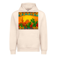 Sandshell desert sunset with cactus sunflowers and leopard Urban Hoodie - Artiststas