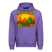 Tulip desert sunset with cactus sunflowers and leopard Urban Hoodie - Artiststas