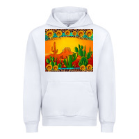 White desert sunset with cactus sunflowers and leopard Urban Hoodie - Artiststas