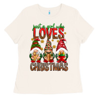 Bone Just a girl who loves Christmas Ladies Tee - NancyCooperArtShop