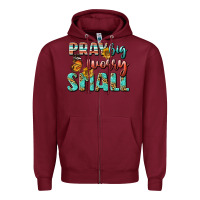 Burgundy pray big worry small Zipper Hoodie - BundleAndBundleShop