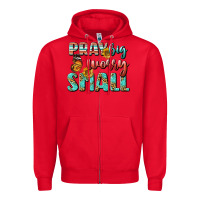 Red pray big worry small Zipper Hoodie - BundleAndBundleShop