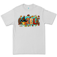 Dove Grey gobble with thanksgiving turkeys Premium Tee - MaliasSmallBusiness