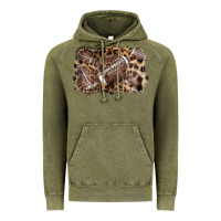 Vintage Olive Football background leopard Vintage Hoodie - NancyCooperArtShop