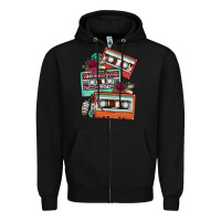 Black cassette floral gemstone Zipper Hoodie - FaDigitalArtStudio