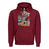 Burgundy cassette floral gemstone Zipper Hoodie - FaDigitalArtStudio