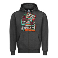Charcoal Heather cassette floral gemstone Zipper Hoodie - FaDigitalArtStudio