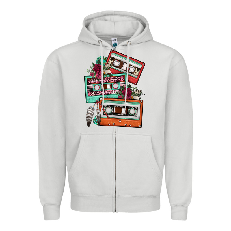 Cassette Floral Gemstone Zipper Hoodie by FaDigitalArtStudio | Teevron