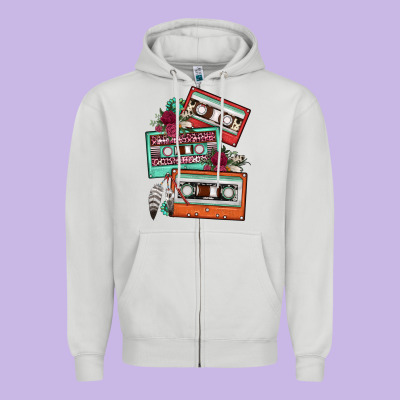 Cassette Floral Gemstone Zipper Hoodie Designed By Fadigitalartstudio