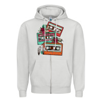 Dove Grey cassette floral gemstone Zipper Hoodie - FaDigitalArtStudio
