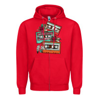 Red cassette floral gemstone Zipper Hoodie - FaDigitalArtStudio