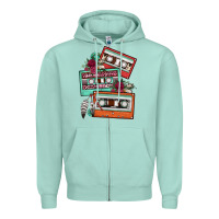 Seafoam cassette floral gemstone Zipper Hoodie - FaDigitalArtStudio
