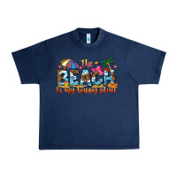 Navy the beach is my happy place Urban Heavy Tee - NancyCooperArtShop