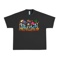 Pigment Black the beach is my happy place Urban Heavy Tee - NancyCooperArtShop