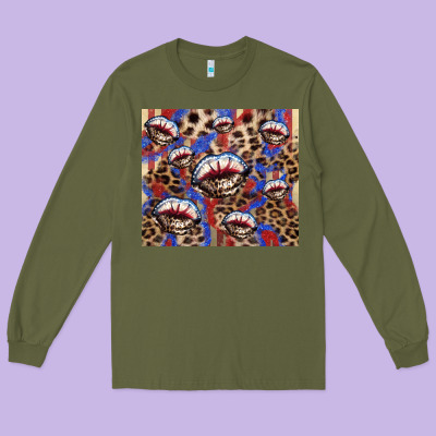 American Flag Lips Leopard  Tumbler Long Sleeve Tee Designed By Howdyjamesfarm