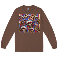 Chestnut American flag lips leopard  tumbler Long Sleeve Tee - HowdyJamesFarm